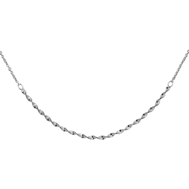 Sterling Silver Twist Herringbone Italian Chain Choker Necklace
