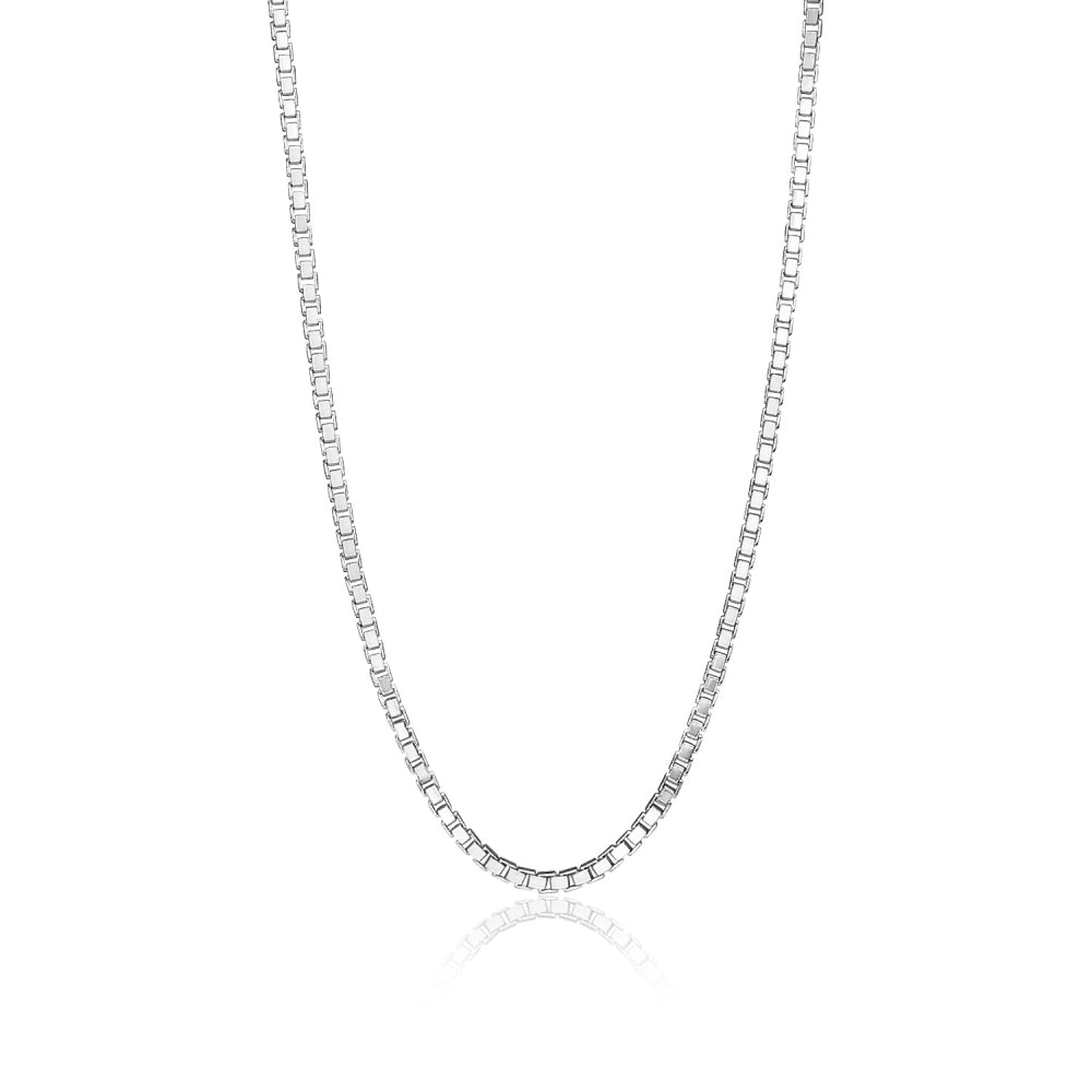 Sterling Silver 1.3mm Box Chain Dainty Necklace, 16 Inches