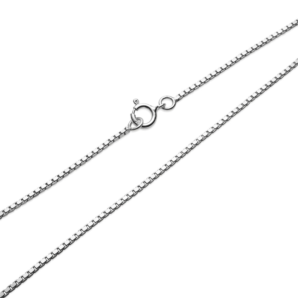 Sterling Silver 1.3mm Box Chain Dainty Necklace, 20 Inches-2
