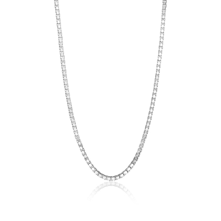 Sterling Silver 1.3mm Box Chain Dainty Necklace, 24 Inches