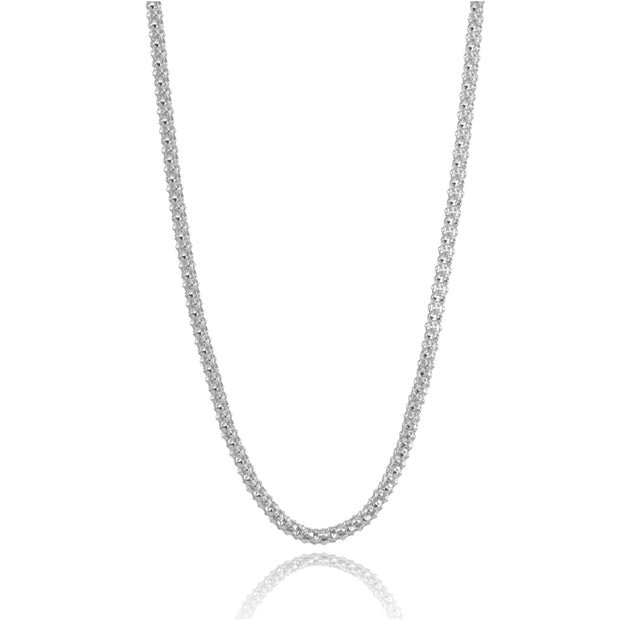 Sterling Silver 1.5mm Popcorn Chain Necklace, 20 Inches