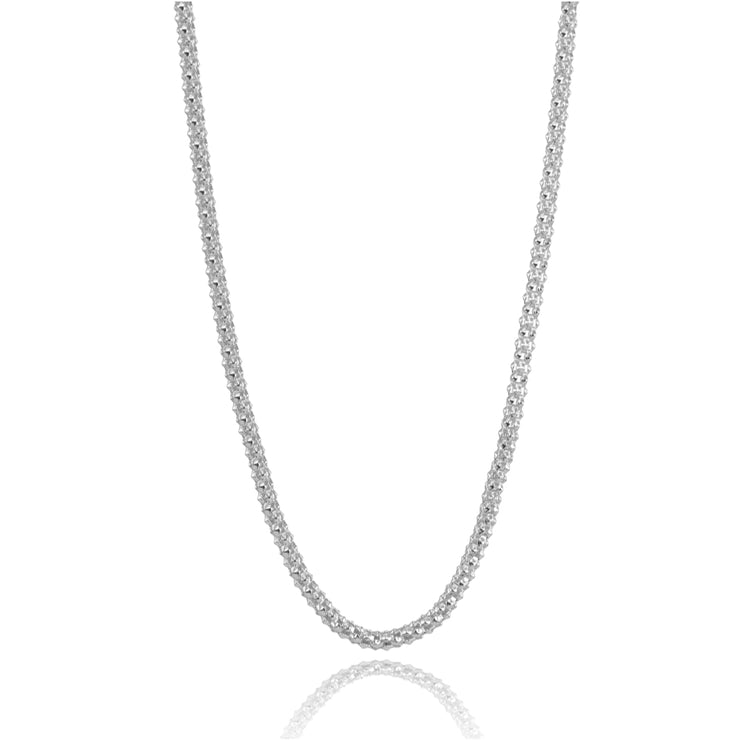 Sterling Silver 1.5mm Popcorn Chain Necklace, 24 Inches
