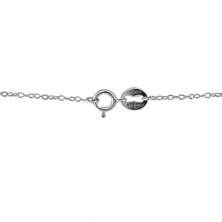 Sterling Silver CZ Station Dainty Chain Necklace, 18 Inches