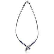 Sterling Silver Blue Cubic Zirconia Evening Statement Necklace