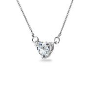 Sterling Silver 6mm Heart Choker Necklace Made with Swarovski Zirconia