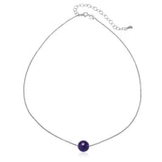 Sterling Silver Created Amethyst 8mm Bead Ball Dainty Choker Necklace