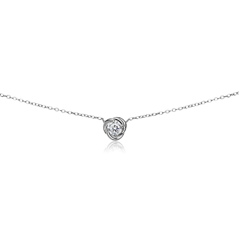 Sterling Silver Cubic Zirconia Rose Dainty Choker Necklace