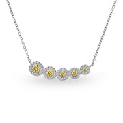 Sterling Silver Citrine Graduated Journey Necklace with White Topaz Accents