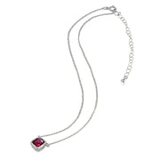 Sterling Silver Created Ruby Cushion-Cut Bezel-Set Solitaire Choker Necklace