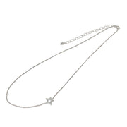 Sterling Silver Polished Open Star Sideways Chain Necklace, 16" + Extender