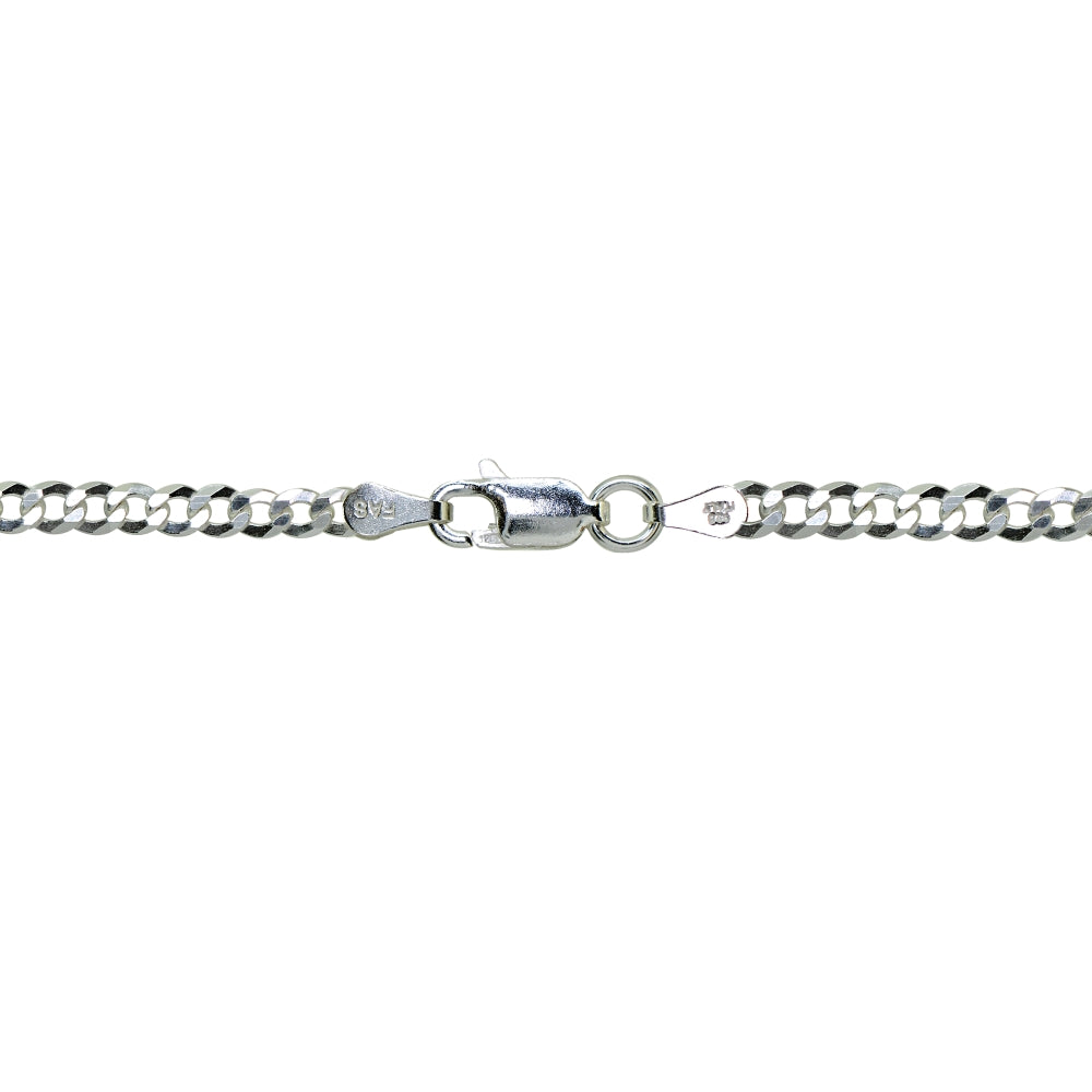 Sterling Silver Italian 2.5mm Diamond-Cut Cuban Curb Link Chain Necklace, 16 Inches-2