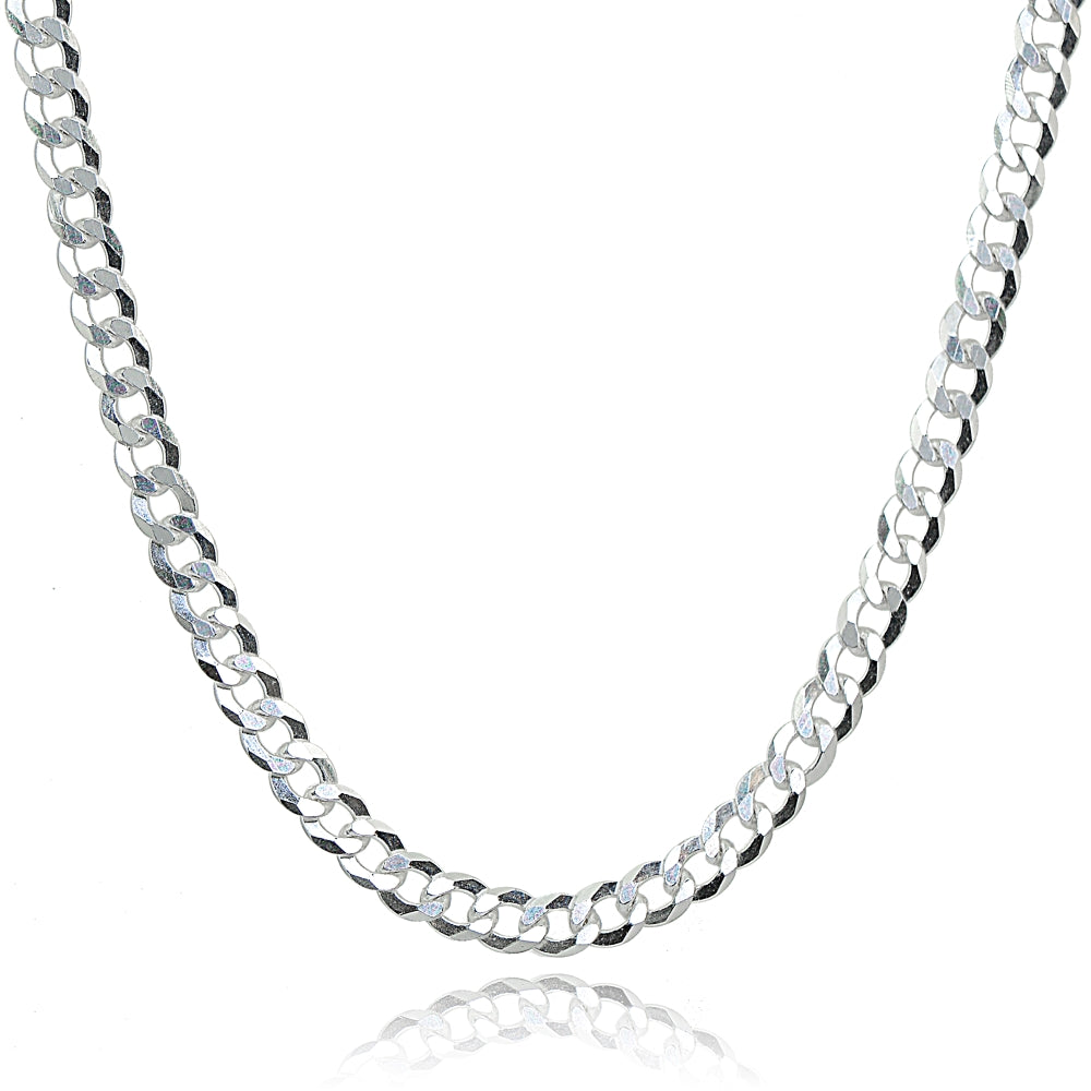 Sterling Silver Italian 3.5mm Diamond-Cut Cuban Curb Link Chain Necklace, 16 Inches