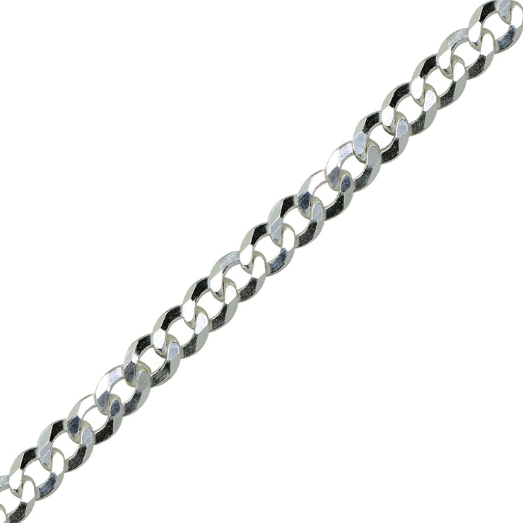 Sterling Silver Italian 3.5mm Diamond-Cut Cuban Curb Link Chain Necklace, 16 Inches