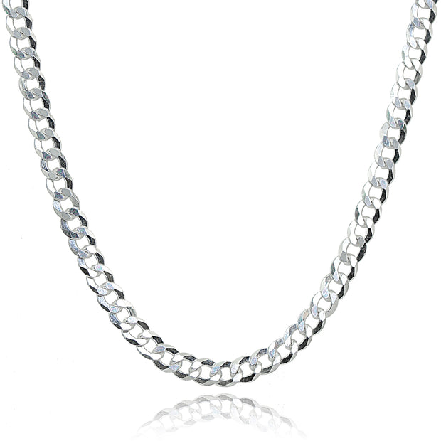 Sterling Silver Italian 3.5mm Diamond-Cut Cuban Curb Link Chain Necklace, 24 Inches