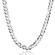 Sterling Silver Italian 4mm Diamond-Cut Cuban Curb Link Chain Necklace, 18 Inches