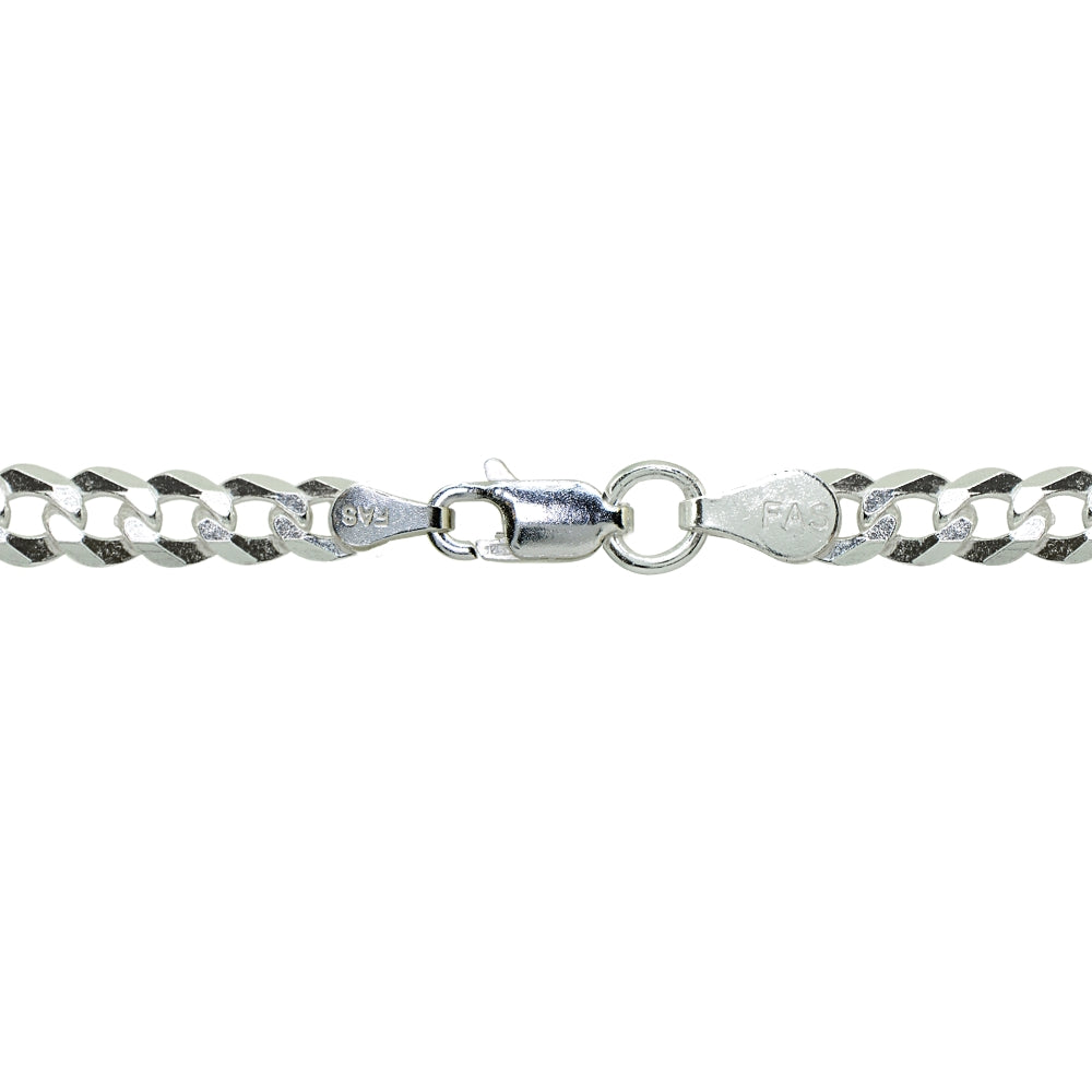 Sterling Silver Italian 4mm Diamond-Cut Cuban Curb Link Chain Necklace, 18 Inches-2