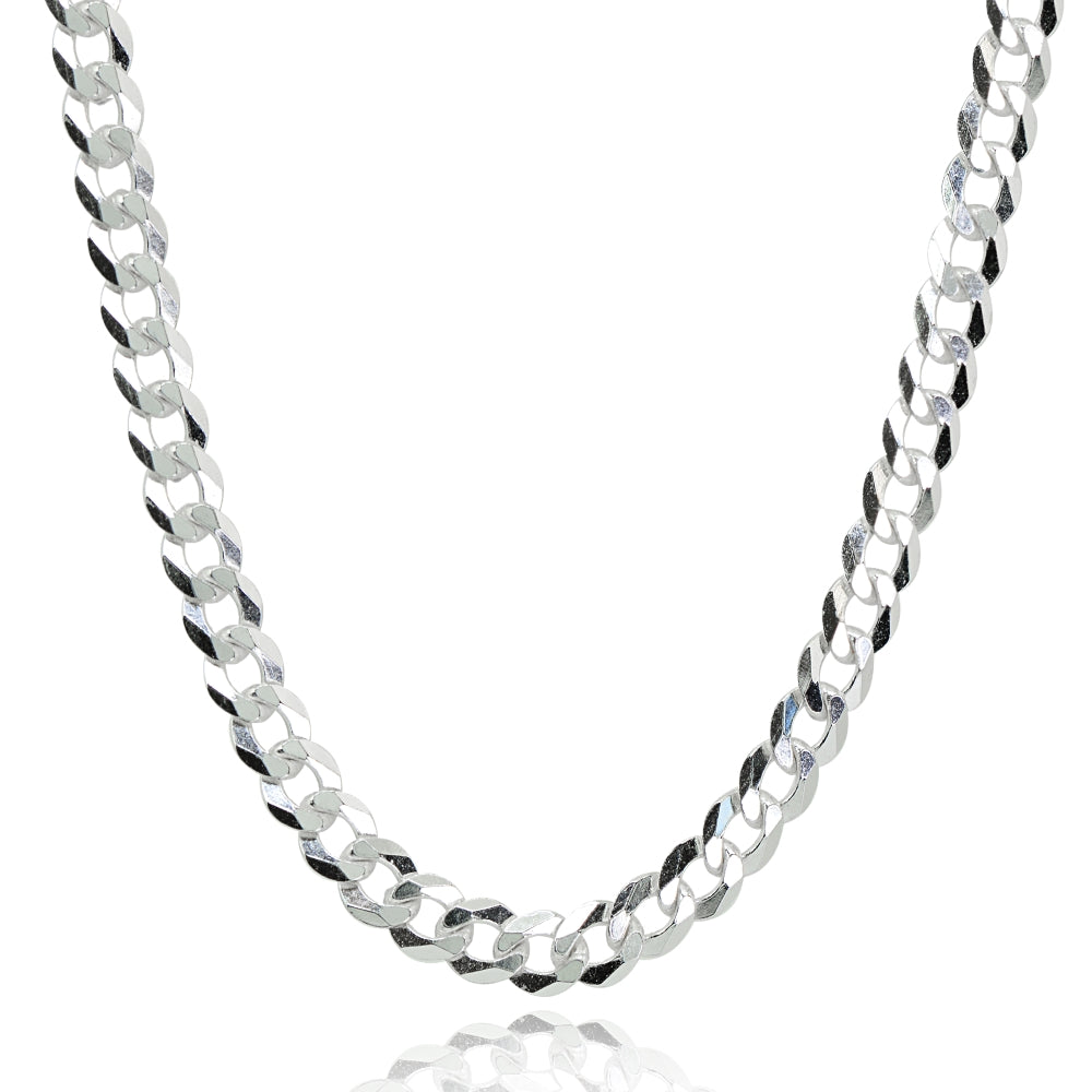 Sterling Silver Italian 4mm Diamond-Cut Cuban Curb Link Chain Necklace, 20 Inches