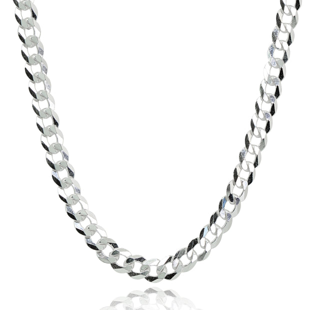 Sterling Silver Italian 4mm Diamond-Cut Cuban Curb Link Chain Necklace, 20 Inches