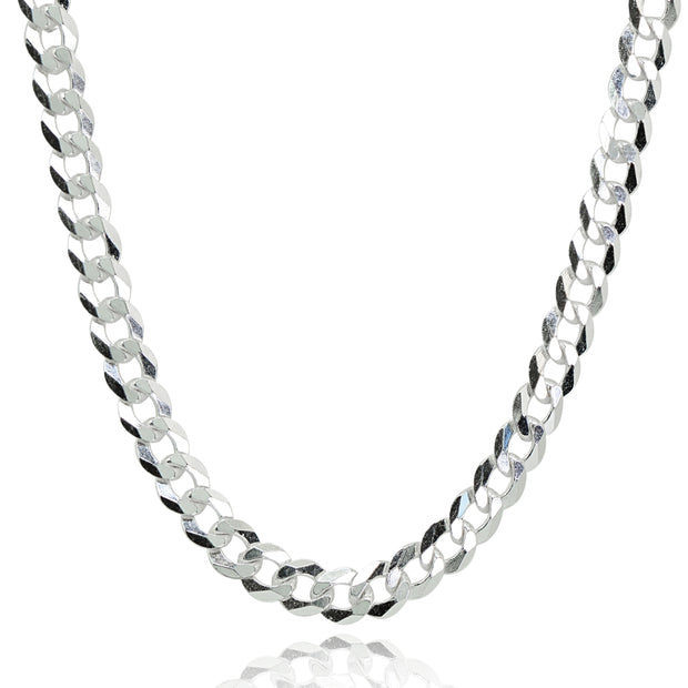 Sterling Silver Italian 5mm Diamond-Cut Cuban Curb Link Chain Necklace, 24 Inches