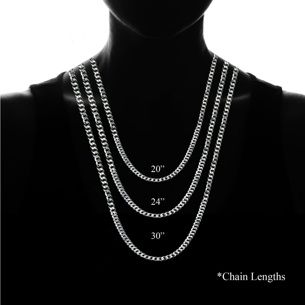 Sterling Silver Italian 5mm Diamond-Cut Cuban Curb Link Chain Necklace, 24 Inches-4