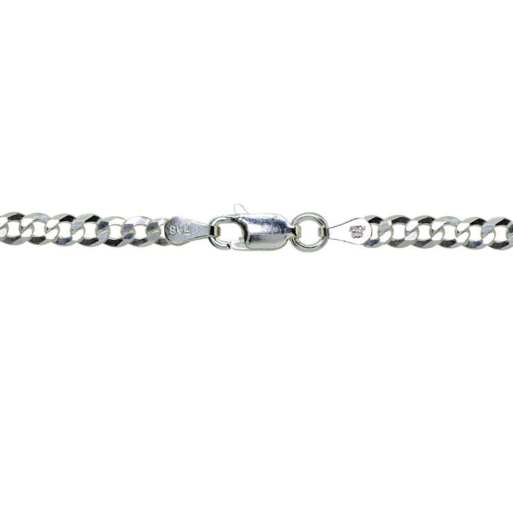 Sterling Silver Italian 5mm Diamond-Cut Cuban Curb Link Chain Necklace, 30 Inches