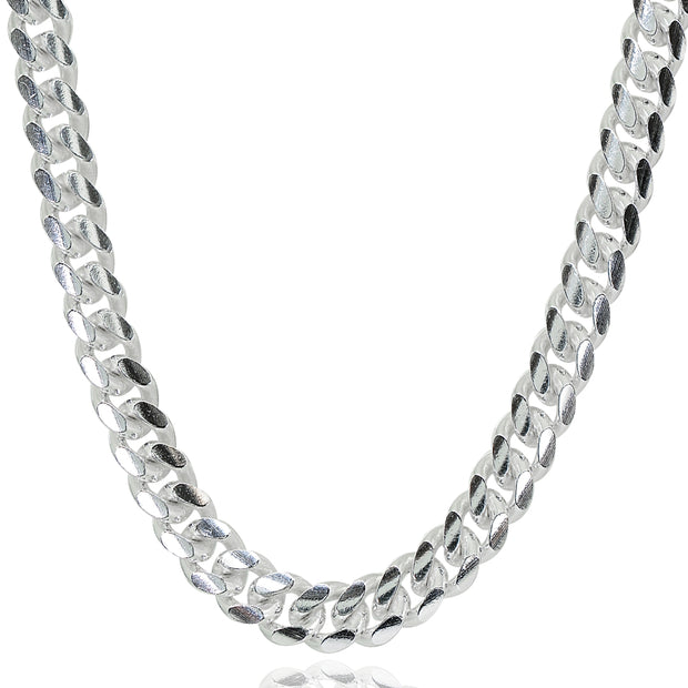 24MEN Stainless Steel 5mm Silver Cuban Curb Link Chain Skull Head