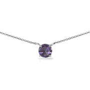 Sterling Silver Created Alexandrite 7mm Round-cut Dainty Choker Necklace