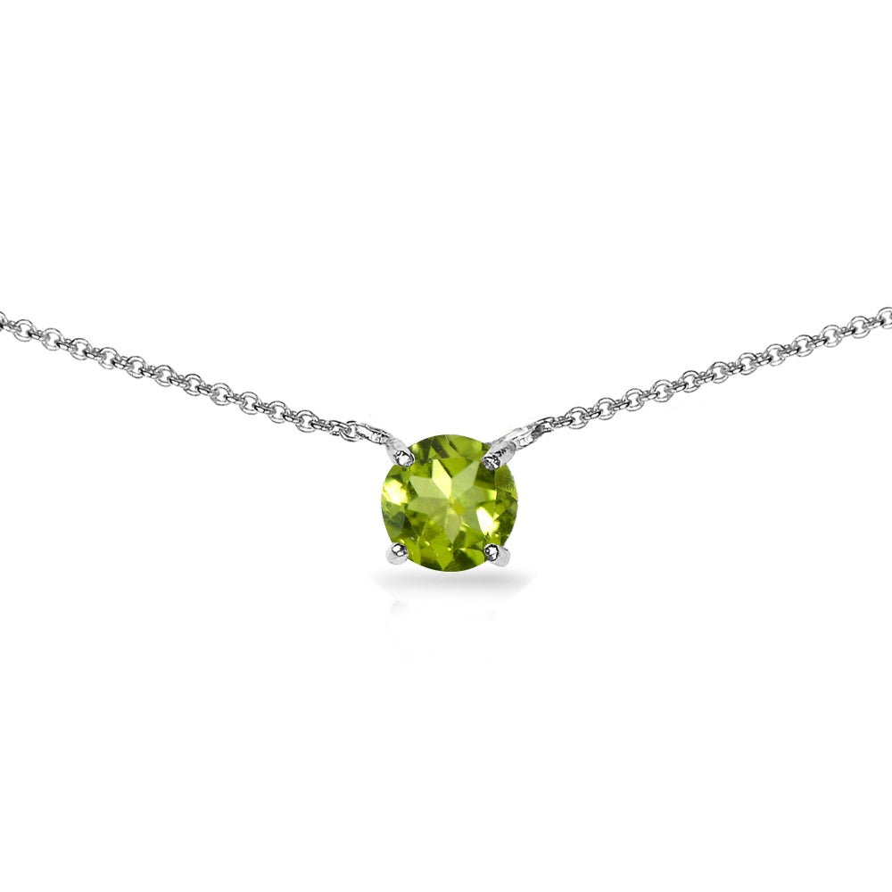 Sterling Silver Peridot 7mm Round-cut Dainty Choker Necklace