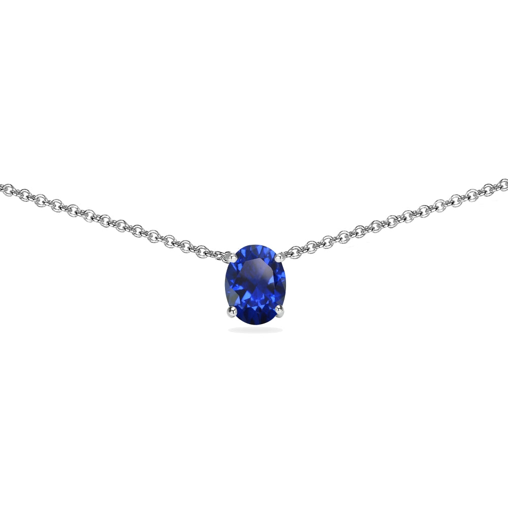 Ice Gems Rose Gold Flashed Sterling Silver Blue Sapphire Choker Necklace - Dainty Heart Necklace