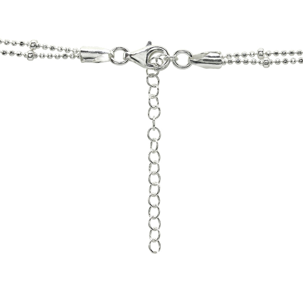 Sterling Silver Italian Double Strand Beads Chain Choker Necklace-2
