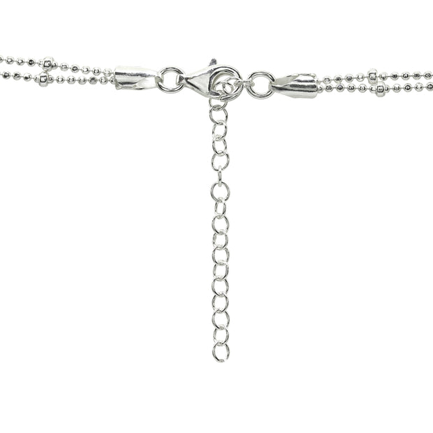 Sterling Silver Italian Double Strand Beads Chain Choker Necklace