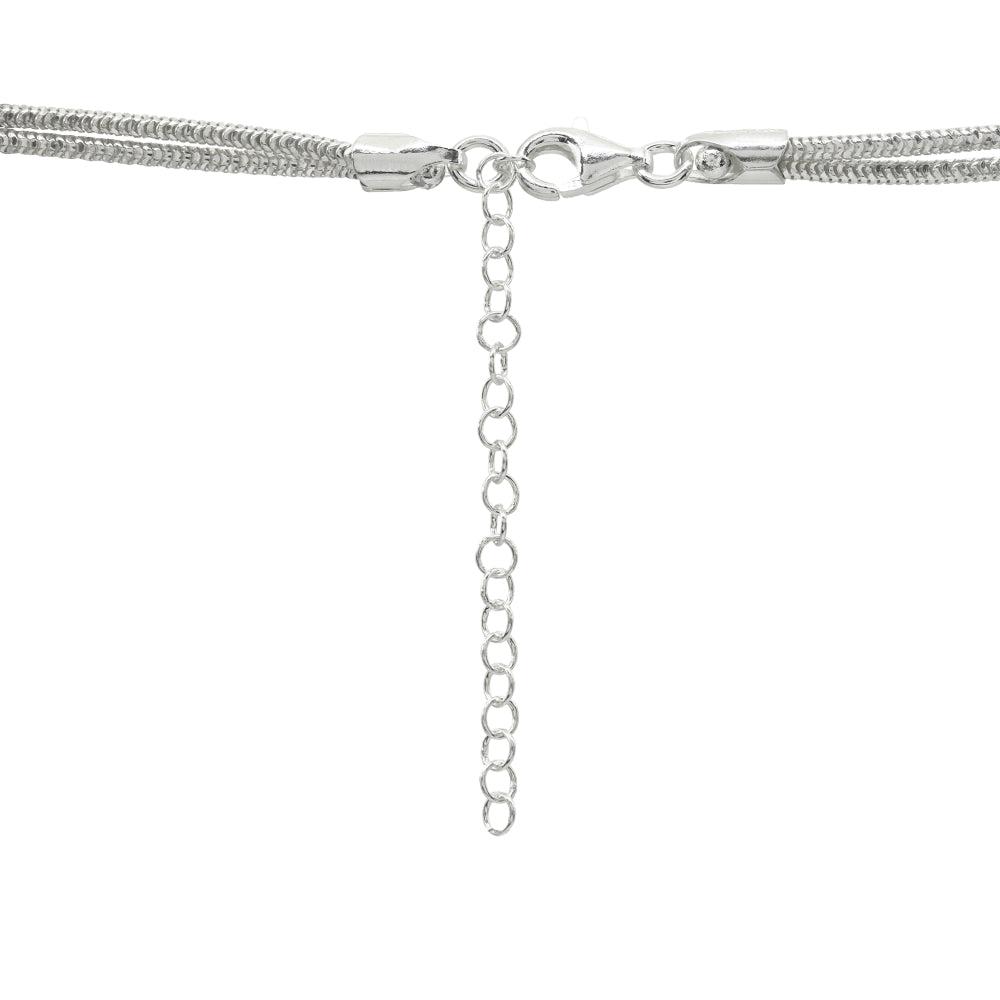 Sterling Silver Italian Double Strand Snake Chain Choker Necklace-2