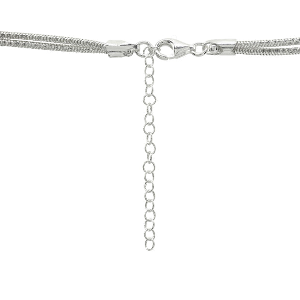 Sterling Silver Italian Double Strand Snake Chain Choker Necklace