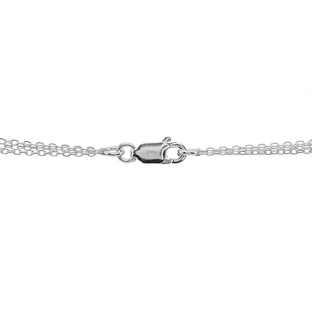 Sterling Silver Polished Bead Layered Chain Lariat Y-Necklace