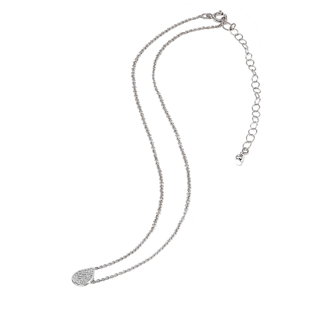 Sterling Silver Cubic Zirconia Teardrop Pave Dainty Choker Necklace-3
