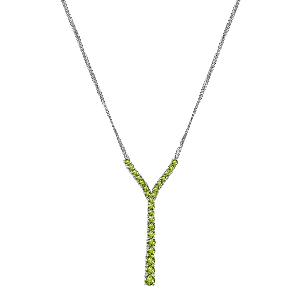 Sterling Silver Peridot Round Graduated Statement Lariat Y-Necklace-3