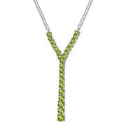 Sterling Silver Peridot Round Graduated Statement Lariat Y-Necklace