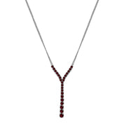 Sterling Silver Created Ruby Round Graduated Statement Lariat Y-Necklace