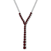 Sterling Silver Created Ruby Round Graduated Statement Lariat Y-Necklace