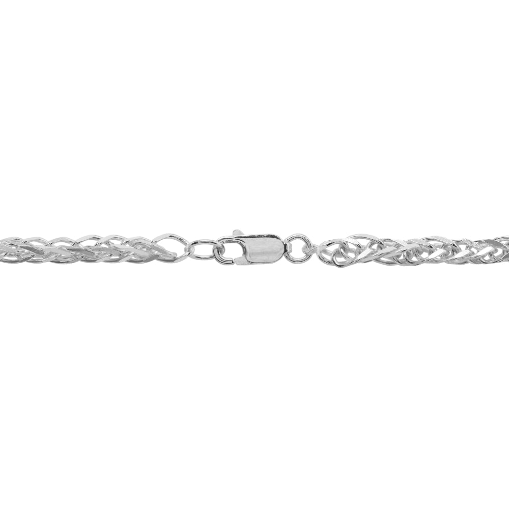 Sterling Silver Polished Round Ball Bead Wheat Spiga Chain Necklace, 17 Inch-2