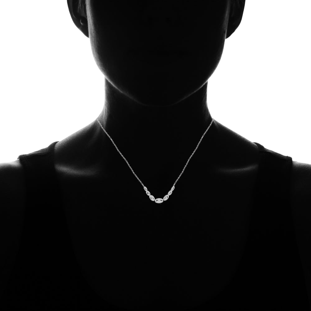 Sterling Silver Polished Journey Graduated Oval Bead Dainty Chain Necklace, 16 Inch + Ext-3