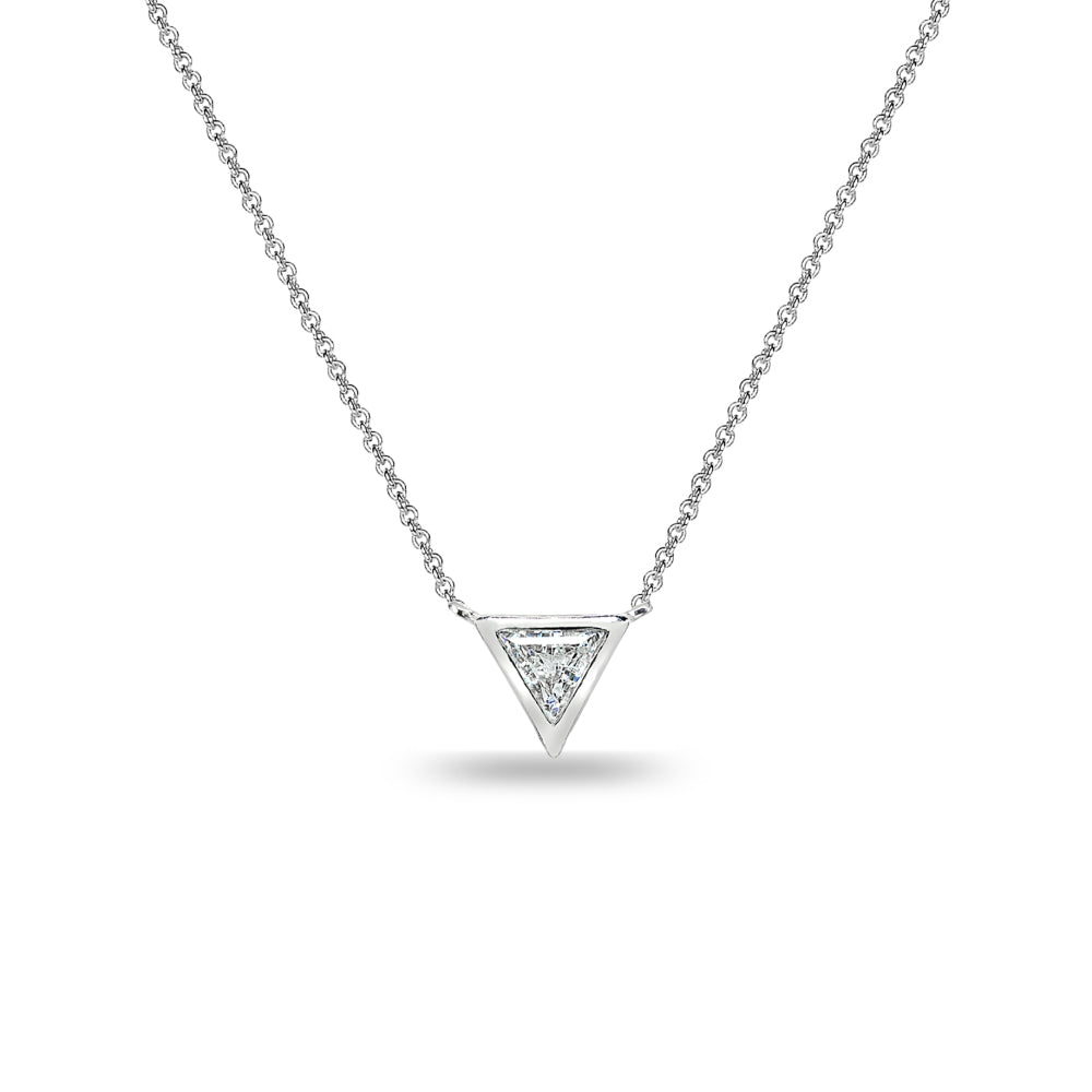 Sterling Silver 6mm Triangle-Cut Bezel-Set Solitaire Choker Necklace Made with Swarovski Zirconia