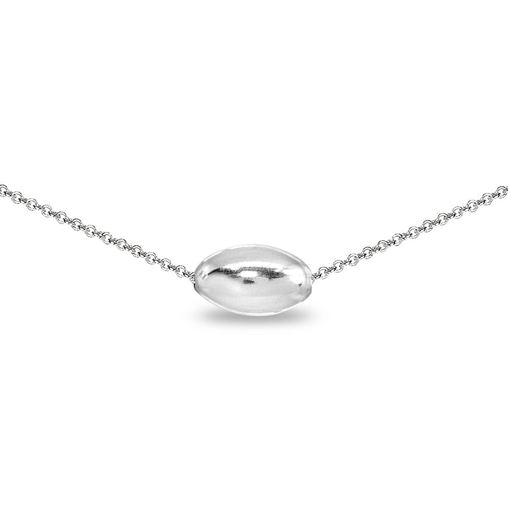 Sterling Silver Polished Oval Bead Dainty Slide Necklace