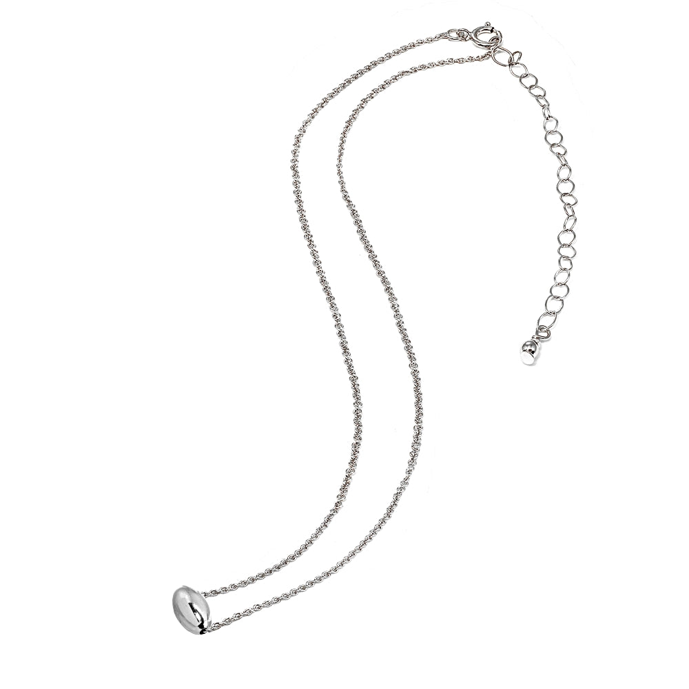 Sterling Silver Polished Oval Bead Dainty Slide Necklace-2