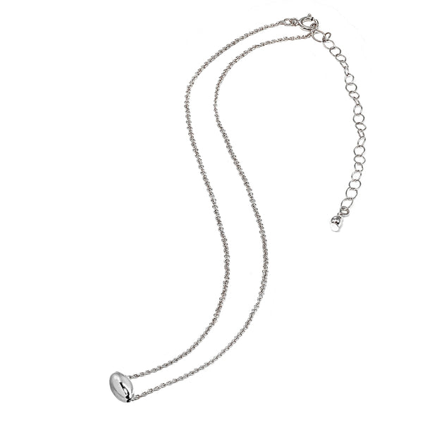 Sterling Silver Polished Oval Bead Dainty Slide Necklace