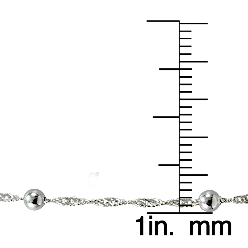 Sterling Silver Italian Diamond-Cut Chain Necklace with Beads 24-Inches-4