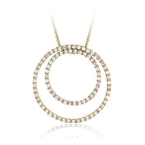 18K Gold over Sterling Silver 4/5ct CZ Double Circle Eternity Pendant