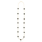 18K Gold over Sterling Silver Onyx Clover Necklace, 36 inch