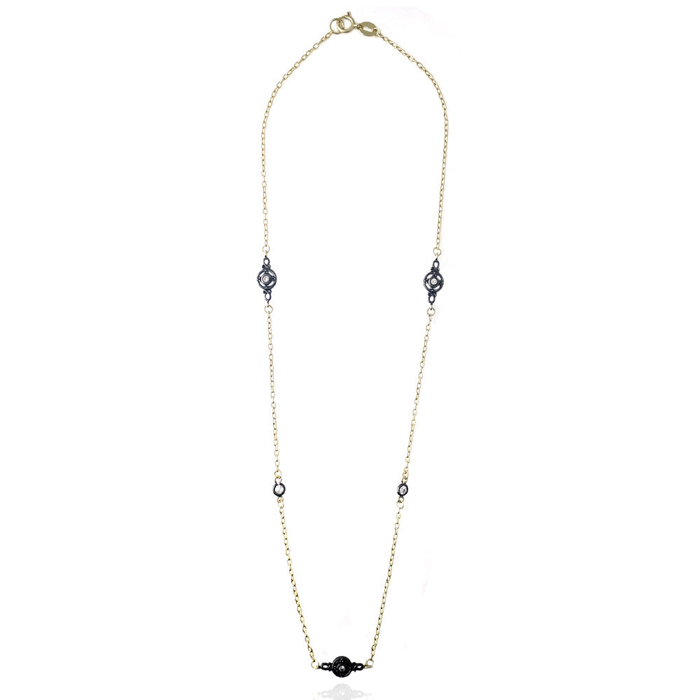 18K Gold over Sterling Silver CZ Circle Chain Necklace, 18", 24", 36"-2