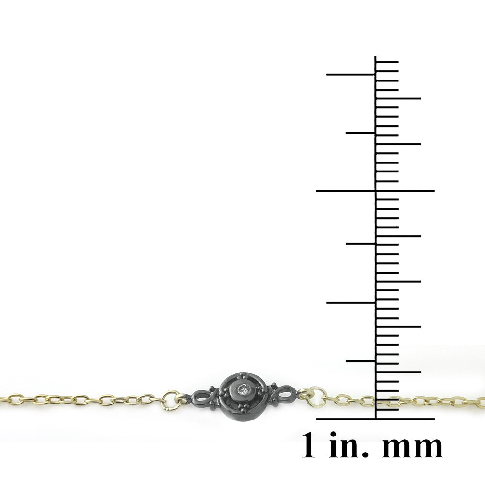 18K Gold over Sterling Silver CZ Circle Chain Necklace, 18", 24", 36"-3